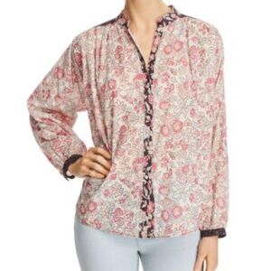 La Vie Rebecca Taylor cotton mixed print blouse size small